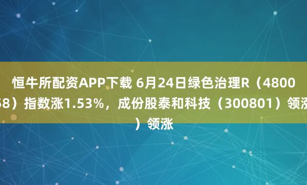 恒牛所配资APP下载 6月24日绿色治理R（480058）指数涨1.53%，成份股泰和科技（300801）领涨